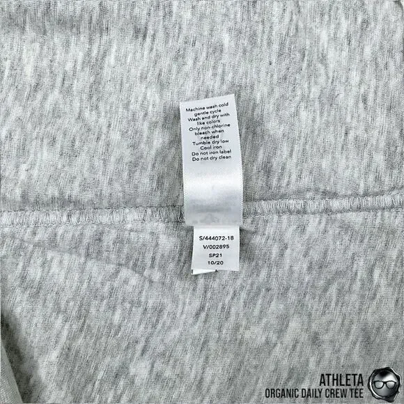ATHLETA ORGANIC DAILY CREW TEE SHIRT GREY HEATHER COTTON T-SHIRT SIZE LARGE NEW - Picture 12 of 14